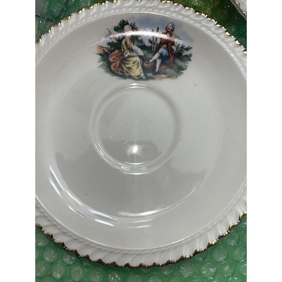 5 The Harker Pottery Company - Saucer - 22K Gold Trim - Colonial Couple - Picture 5 of 12